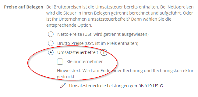 Umsatzsteuerbefreites Unternehmen